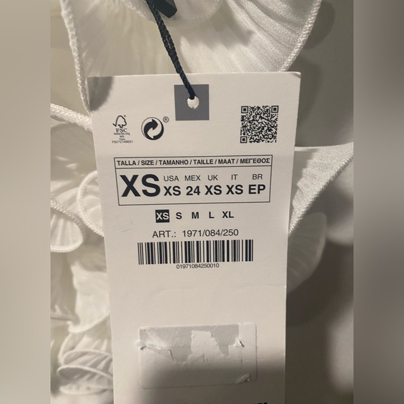 ZARA NEW WOMAN PLEATED RUFFLES MINI DRESS WHITE Size XS REF. 1971/084 - Picture 4 of 6